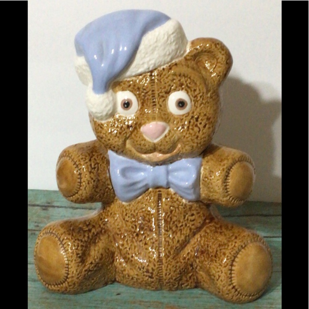 1960’s Hand Painted Ceramic Teddy Bear Bank